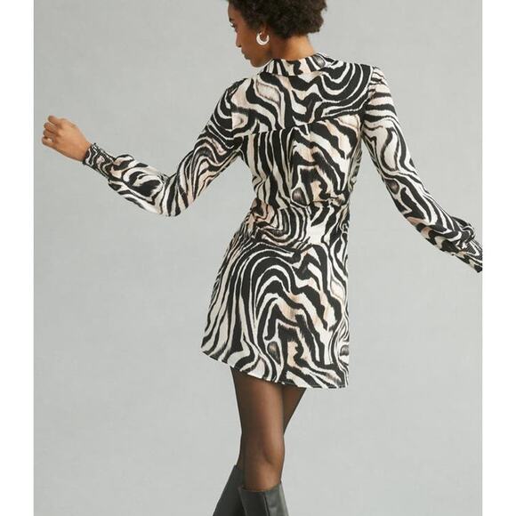 Anthropologie Black and White Zebra Print Dress - Picture 3 of 13